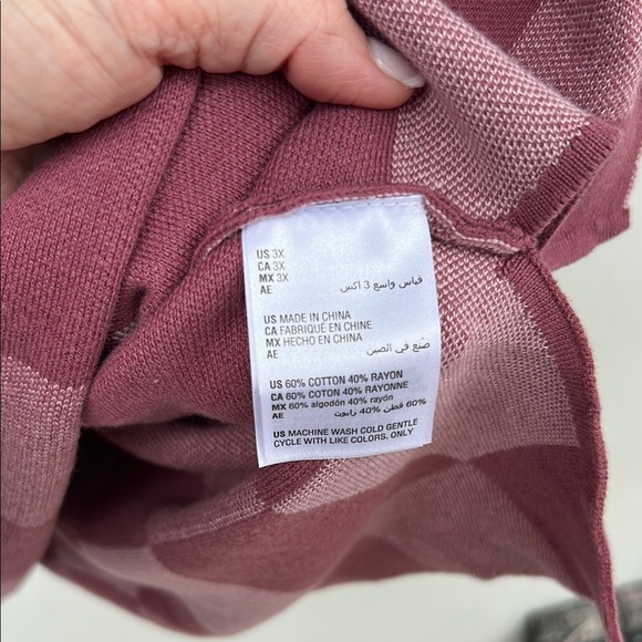 NWT Alfani Pink Cowl Neck Sweater with Plaid Design Size 3X - Picture 4 of 6